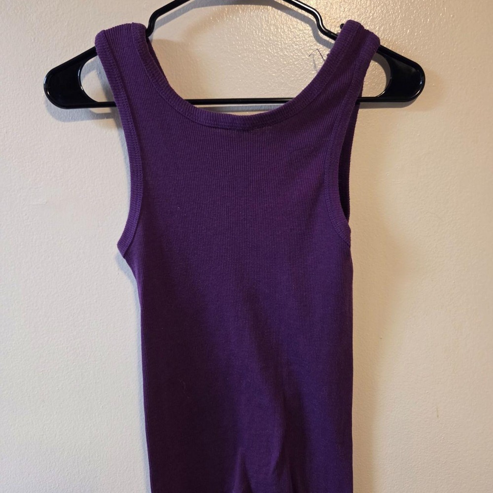 Wrights Purple Ribbed Tank Top Mens XL Made in  A-Shirt Scoop Neck Cotton Blend